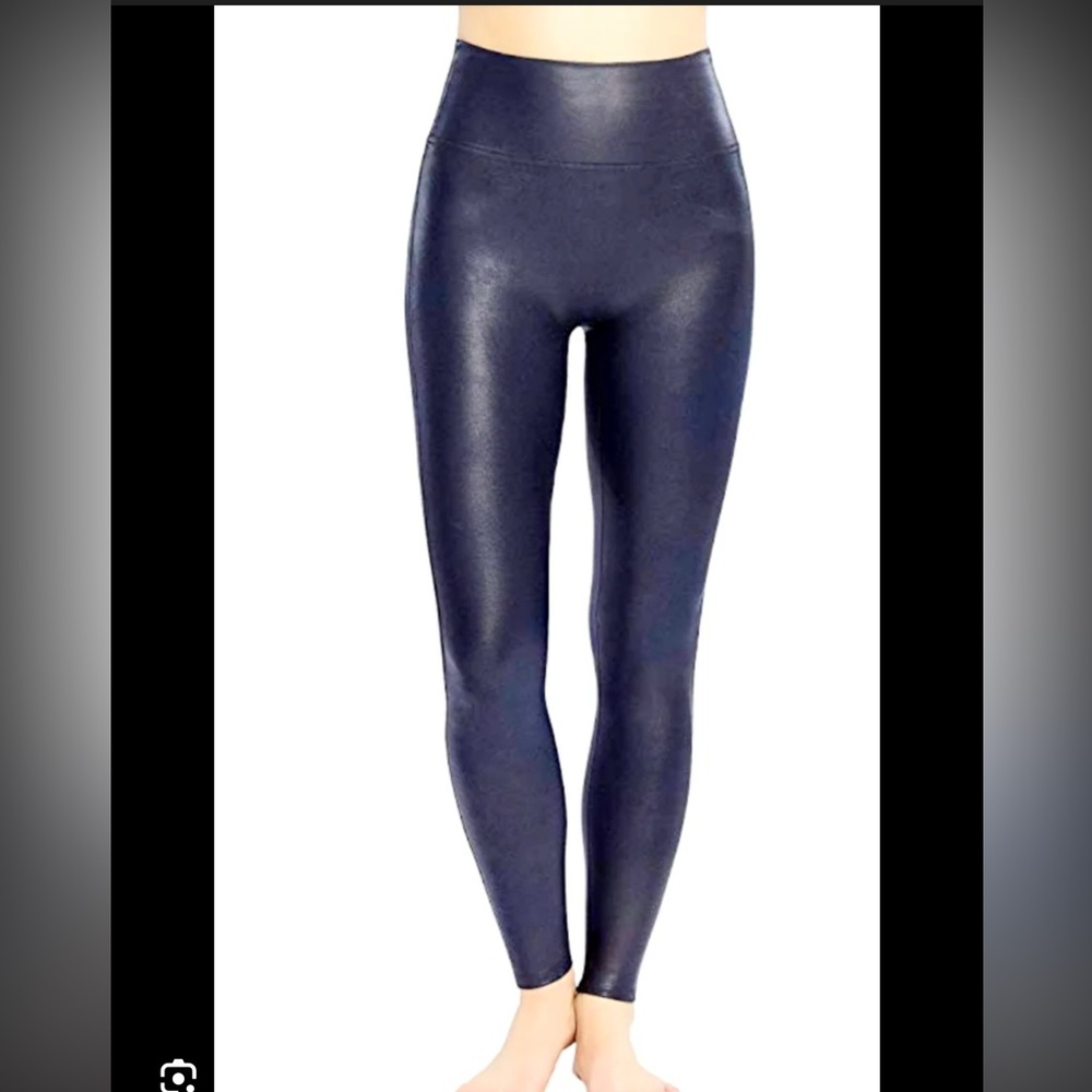 SPANX faux leather Leggings- navy